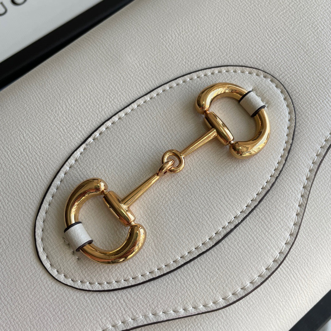 Bolso de Hombro Gucci Horsebit 1955 en Piel Blanca