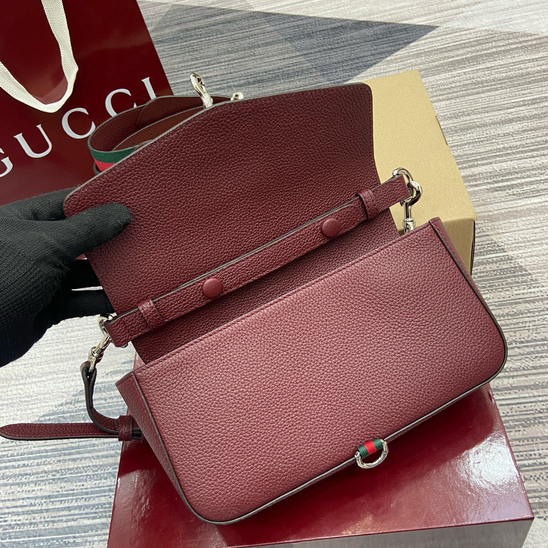 Bolso de Hombro Gucci Attache de Piel Granulada con Web Strap