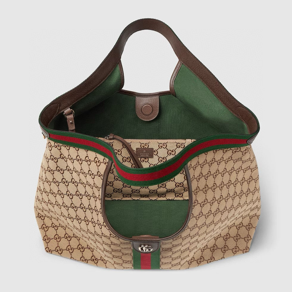 Bolso Tote Gucci Ophidia en Denim Jacquard GG con Raya Web