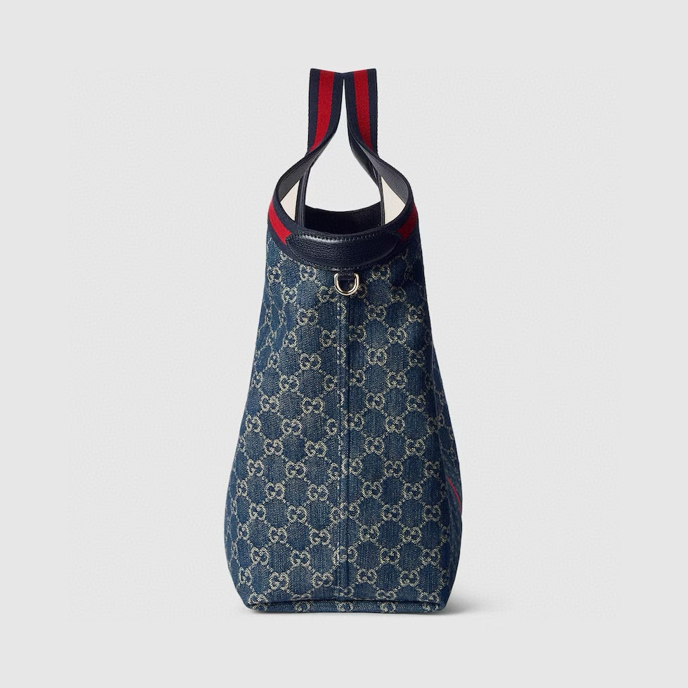 Bolso Tote Gucci Ophidia en Denim Jacquard GG con Raya Web