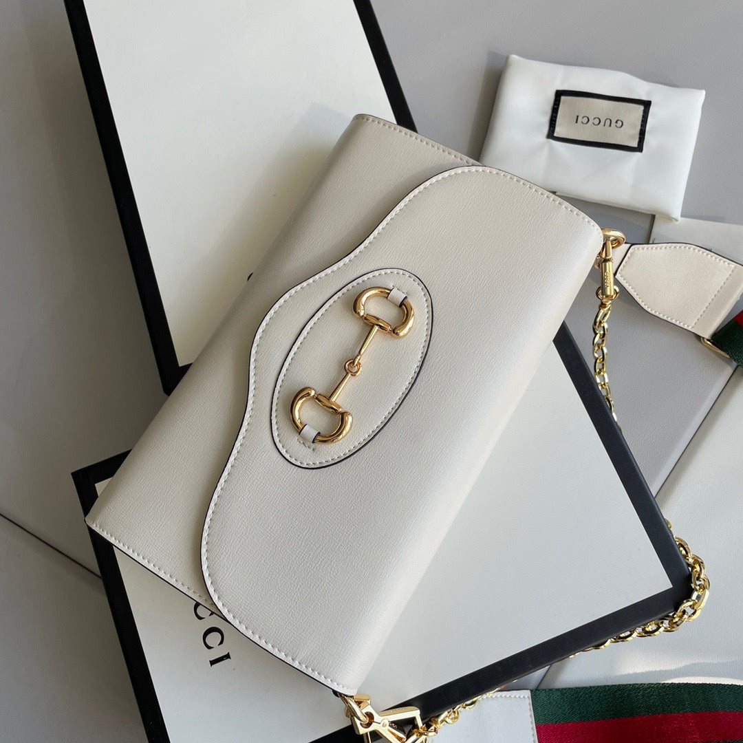 Bolso de Hombro Gucci Horsebit 1955 en Piel Blanca