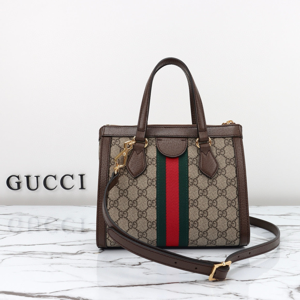 Gucci Ophidia Mini Bolso Tote GG Supreme con Asa Superior