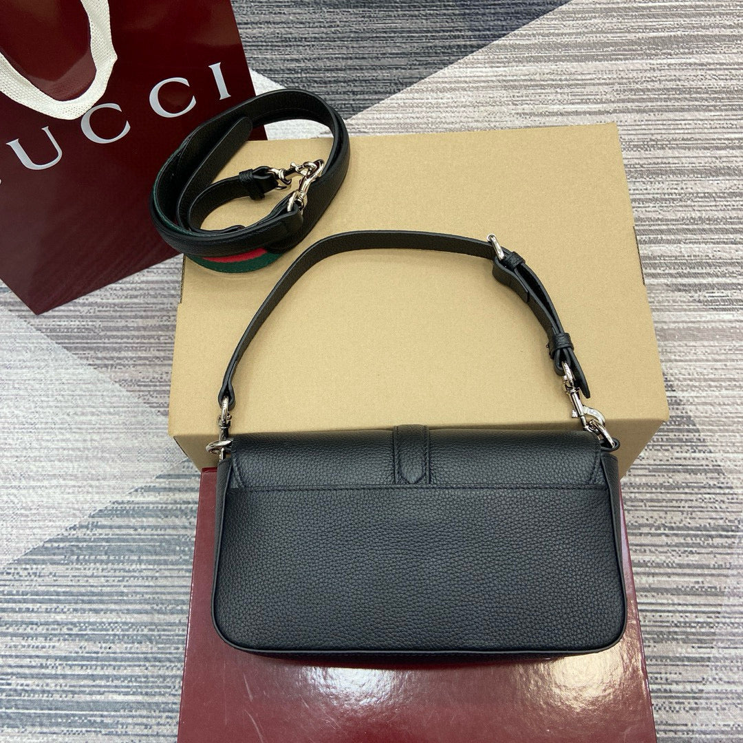 Bolso de Hombro Gucci Attache de Piel Granulada con Web Strap