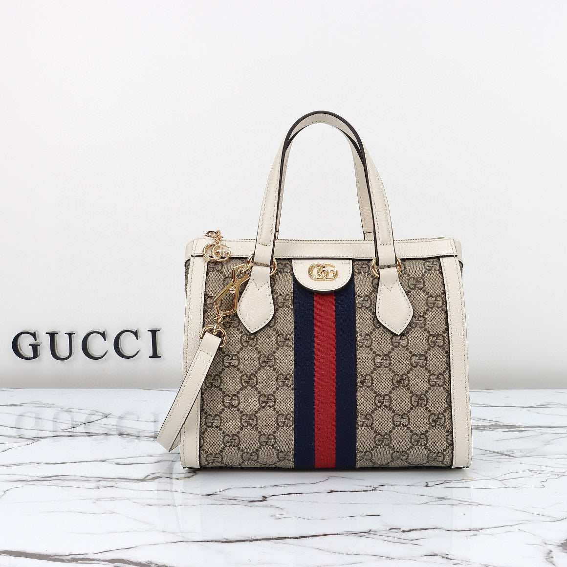 Gucci Ophidia Mini Bolso Tote GG Supreme con Asa Superior