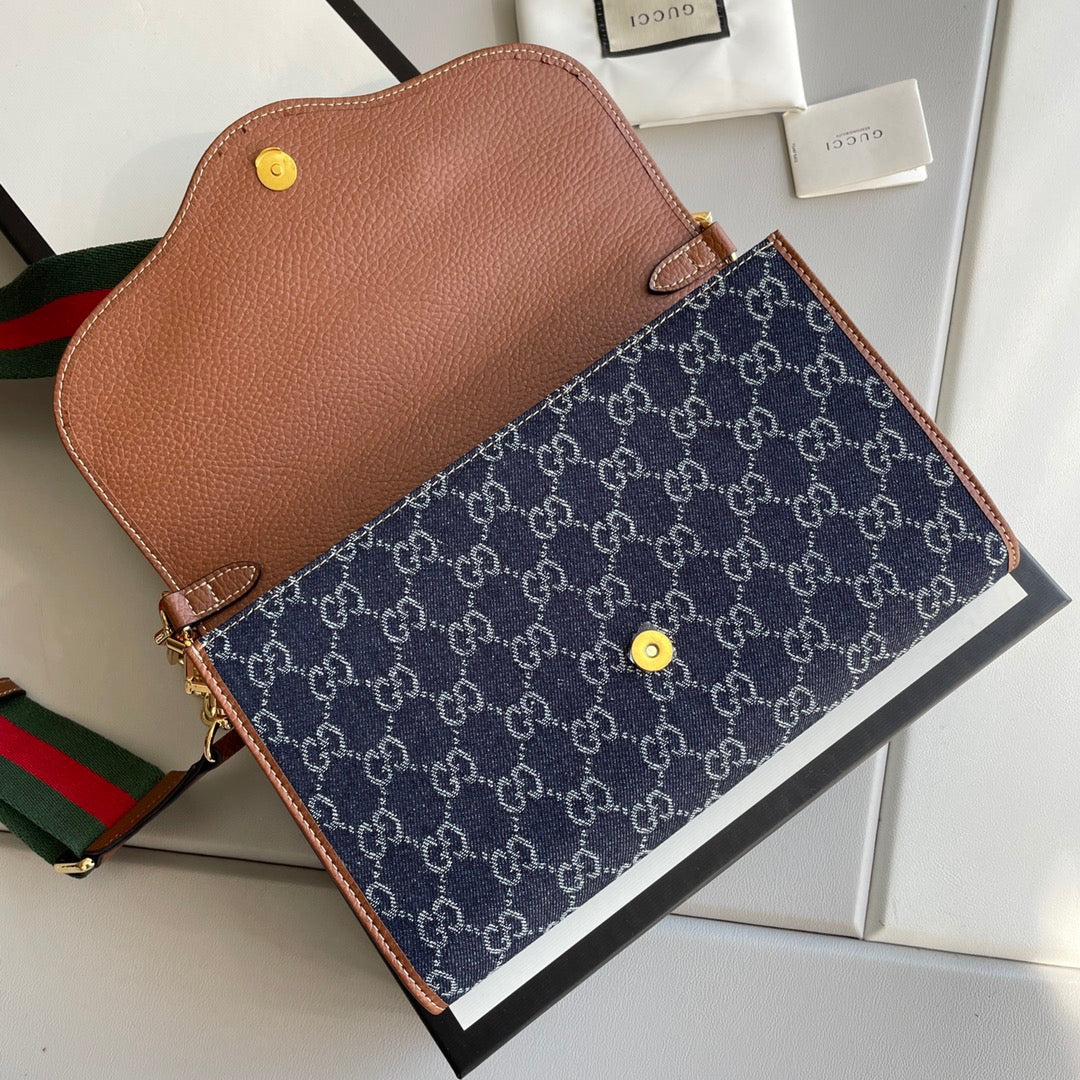 Gucci Horsebit 1955 Mini Bag en Lona Jacquard GG Denim