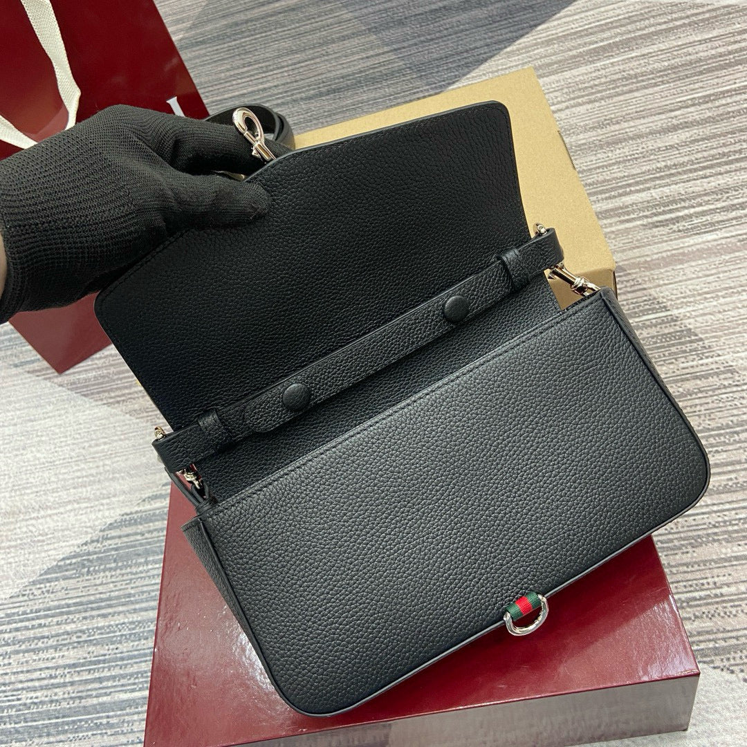 Bolso de Hombro Gucci Attache de Piel Granulada con Web Strap