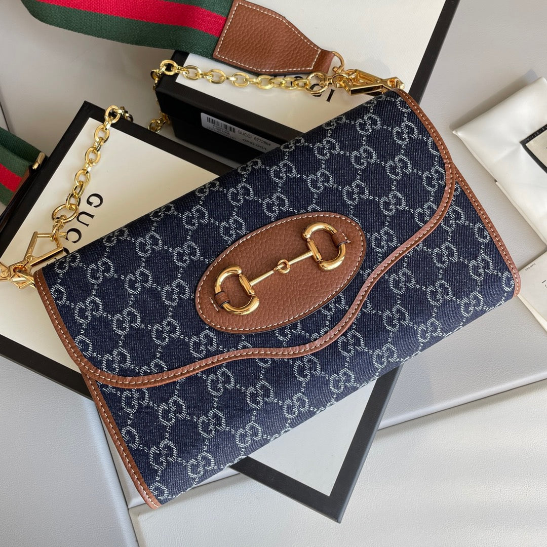 Gucci Horsebit 1955 Mini Bag en Lona Jacquard GG Denim