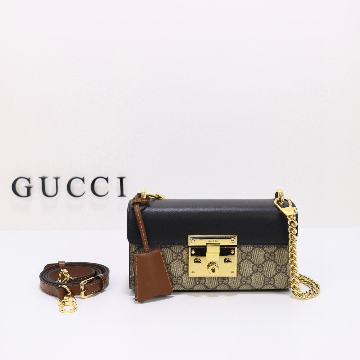 Mini Bolso Gucci Padlock de Cadena con Lona GG Supreme
