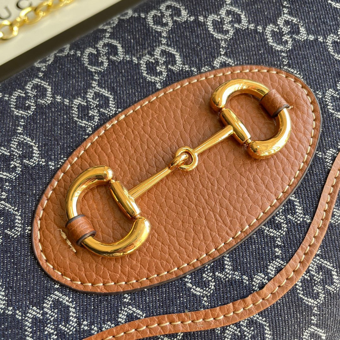 Gucci Horsebit 1955 Mini Bag en Lona Jacquard GG Denim