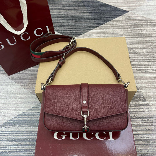 Bolso de Hombro Gucci Attache de Piel Granulada con Web Strap