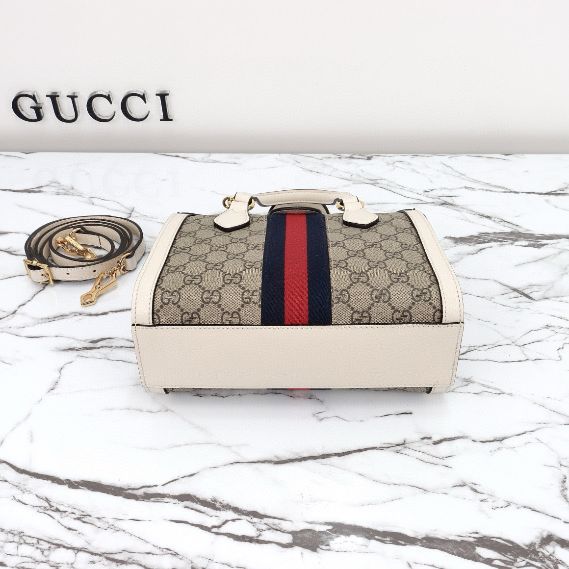 Gucci Ophidia Mini Bolso Tote GG Supreme con Asa Superior