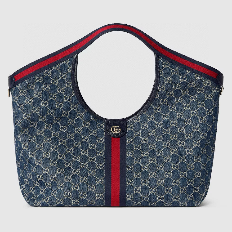 Bolso Tote Gucci Ophidia en Denim Jacquard GG con Raya Web