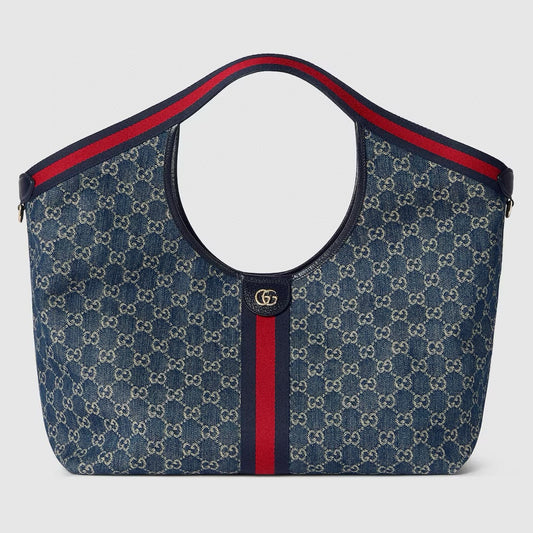 Bolso Tote Gucci Ophidia en Denim Jacquard GG con Raya Web
