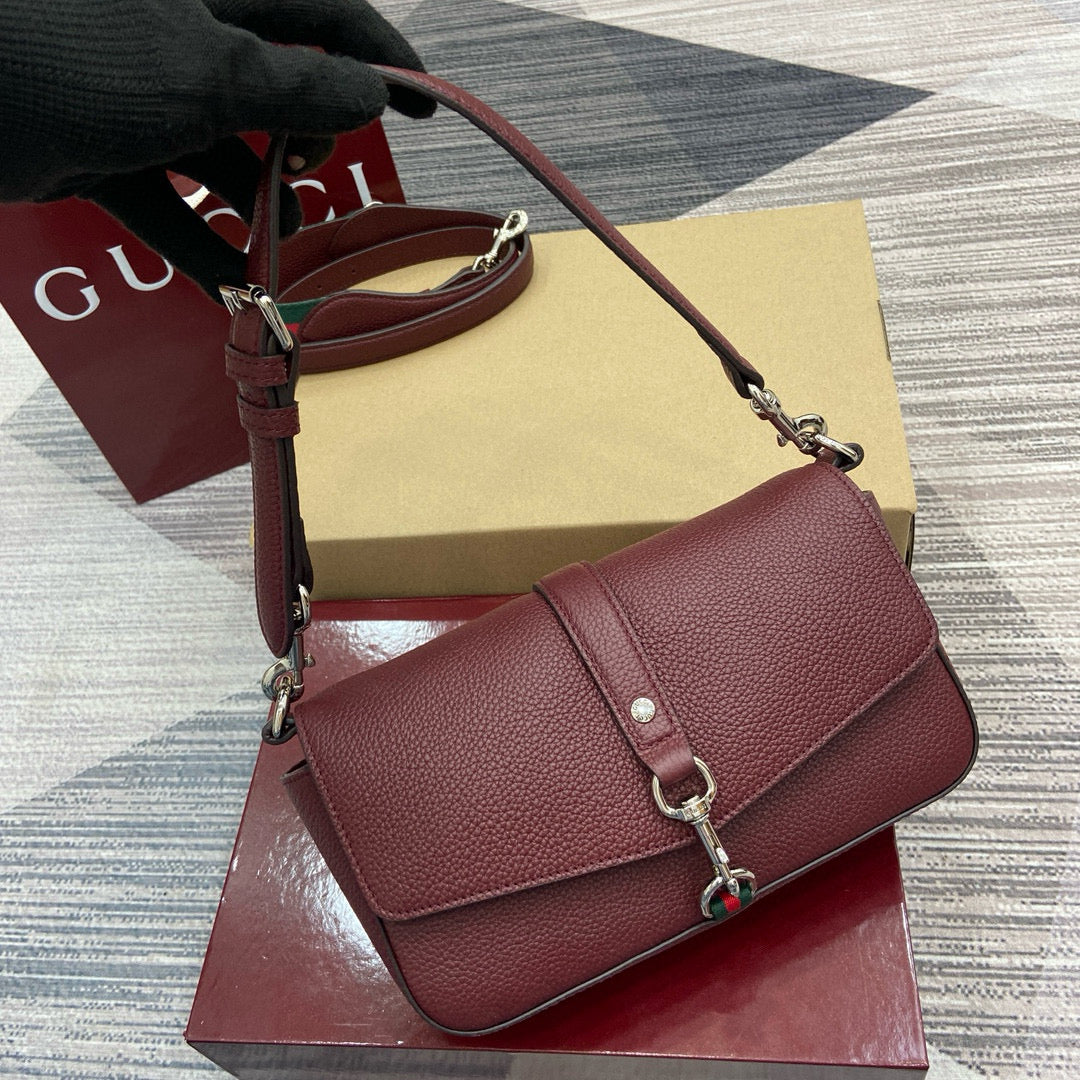 Bolso de Hombro Gucci Attache de Piel Granulada con Web Strap