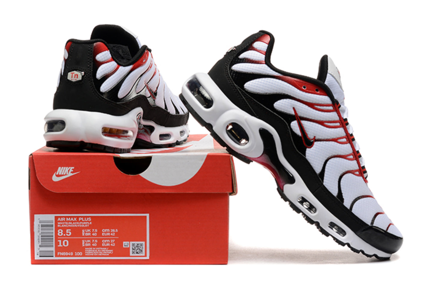 Nike Air Max Plus TN "White University Red Black" / "Triple Black Red Fade"