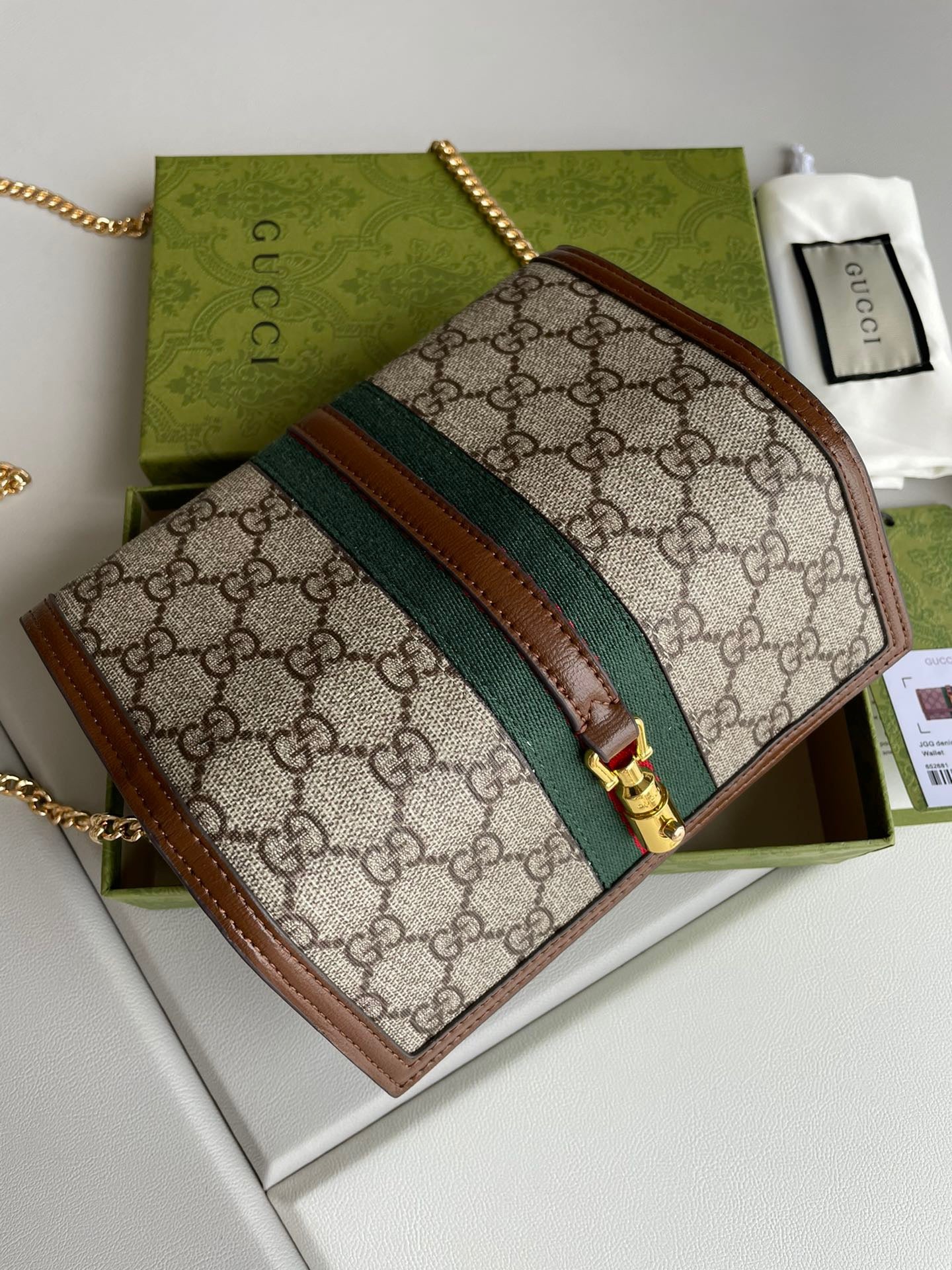 Gucci Jackie 1961 Chain Wallet in GG Supreme Canvas