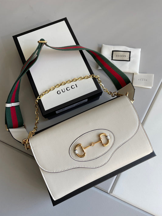 Bolso de Hombro Gucci Horsebit 1955 en Piel Blanca