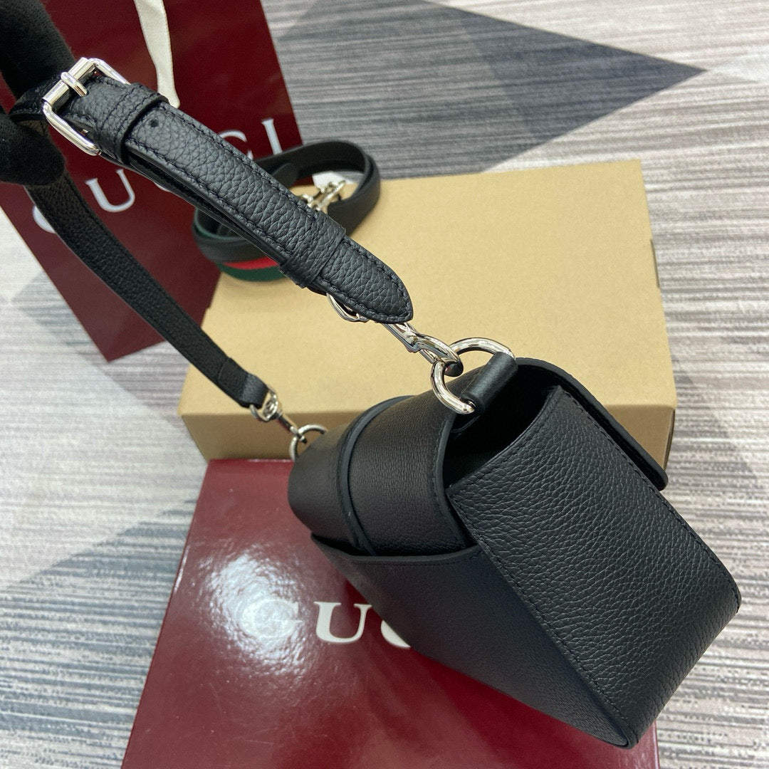 Bolso de Hombro Gucci Attache de Piel Granulada con Web Strap