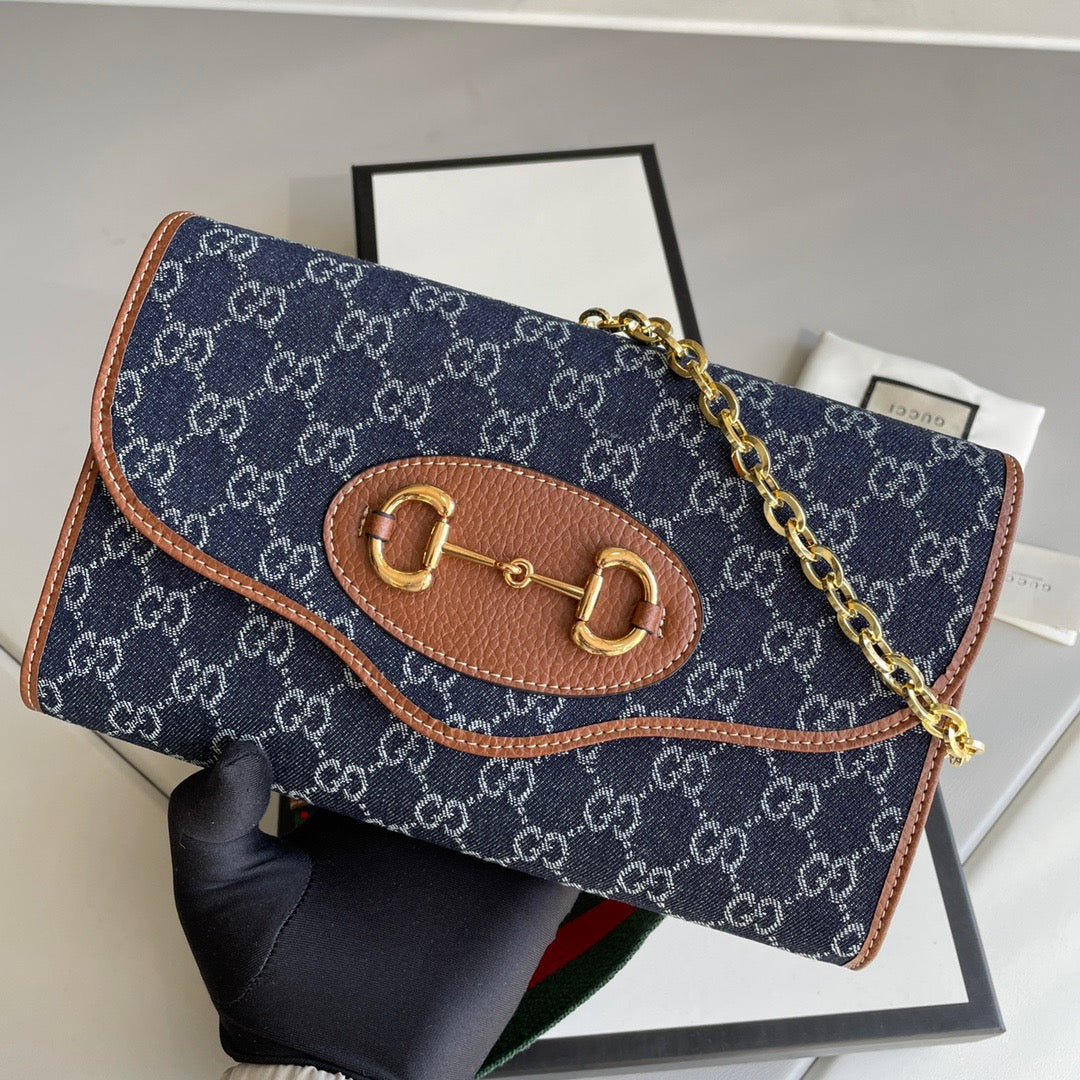 Gucci Horsebit 1955 Mini Bag en Lona Jacquard GG Denim