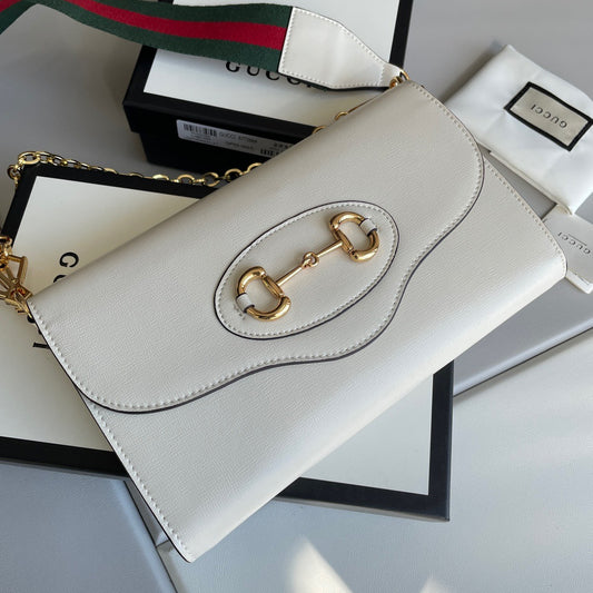 Bolso de Hombro Gucci Horsebit 1955 en Piel Blanca