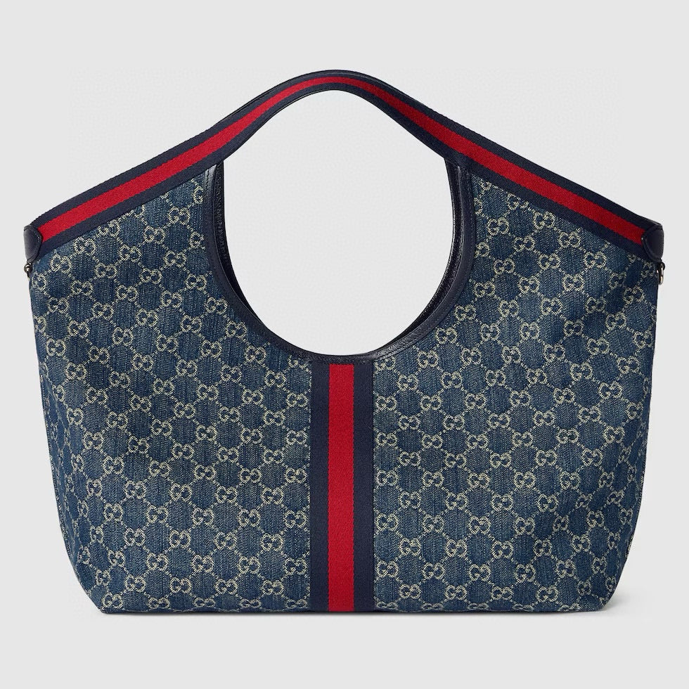 Bolso Tote Gucci Ophidia en Denim Jacquard GG con Raya Web