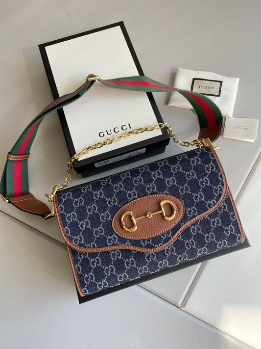Gucci Horsebit 1955 Mini Bag en Lona Jacquard GG Denim