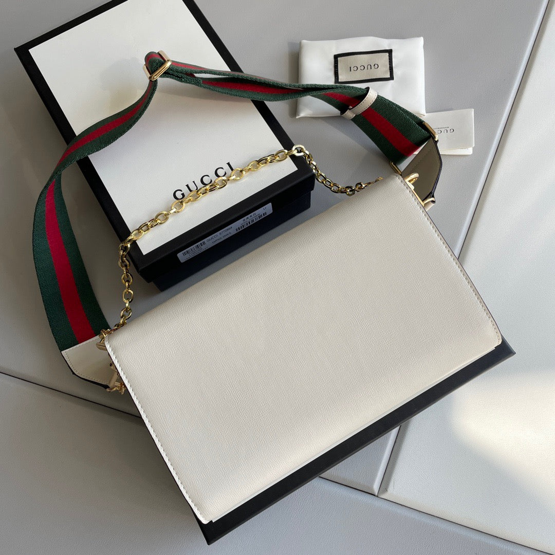 Bolso de Hombro Gucci Horsebit 1955 en Piel Blanca