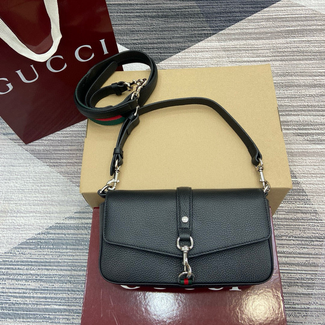 Bolso de Hombro Gucci Attache de Piel Granulada con Web Strap